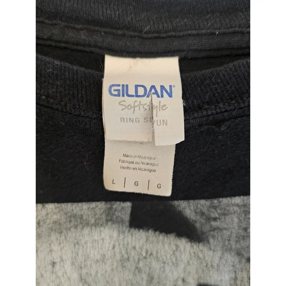 Gildan Softstyle Mens Large Black Panda Eating Pizza Graphic T-Shirt Humor‎ Tee